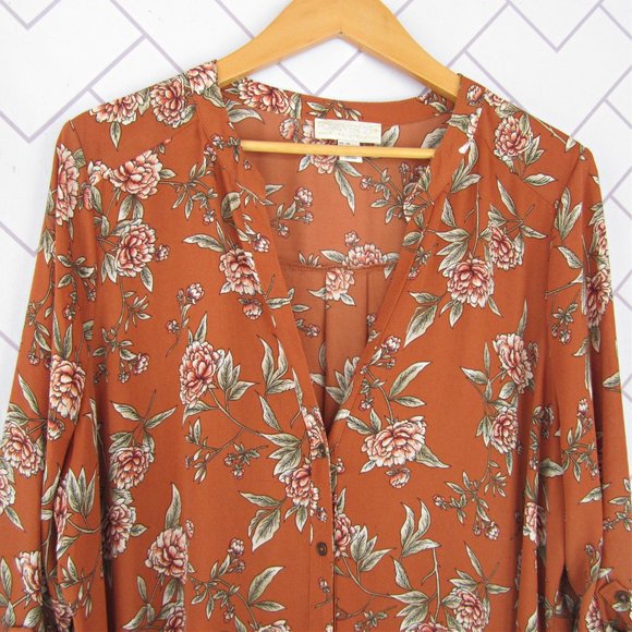 F21 Vintage Floral Rust Tunic Top Plus Size 2X - Picture 2 of 8